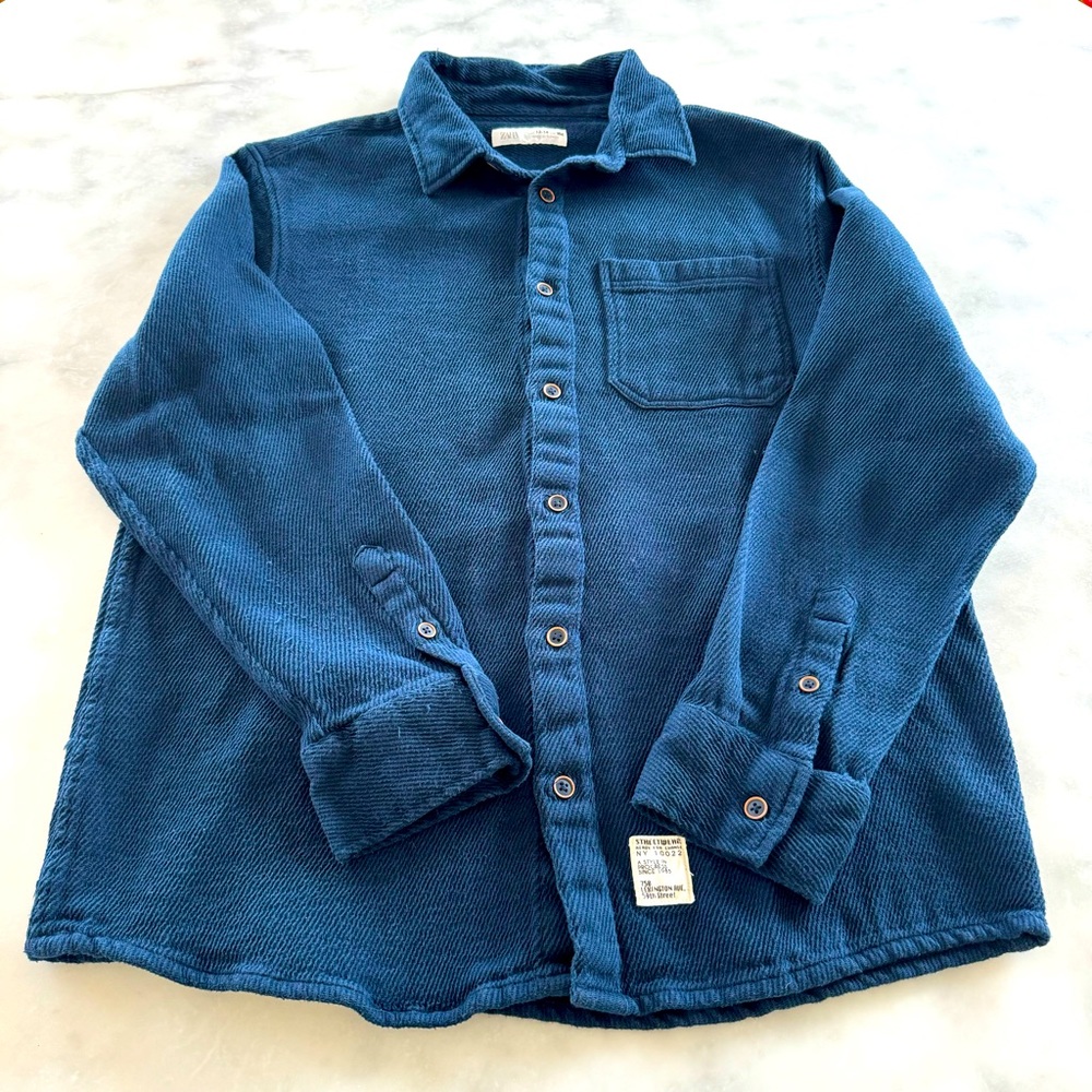 Zara Boys Royal Blue Button Down Long Sleeve Twill shirt. 13-14 yrs